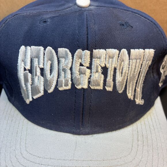Vintage 90s Georgetown Hoyas Snapback Hat Cap NCAA Trucker Blue - Picture 2 of 12